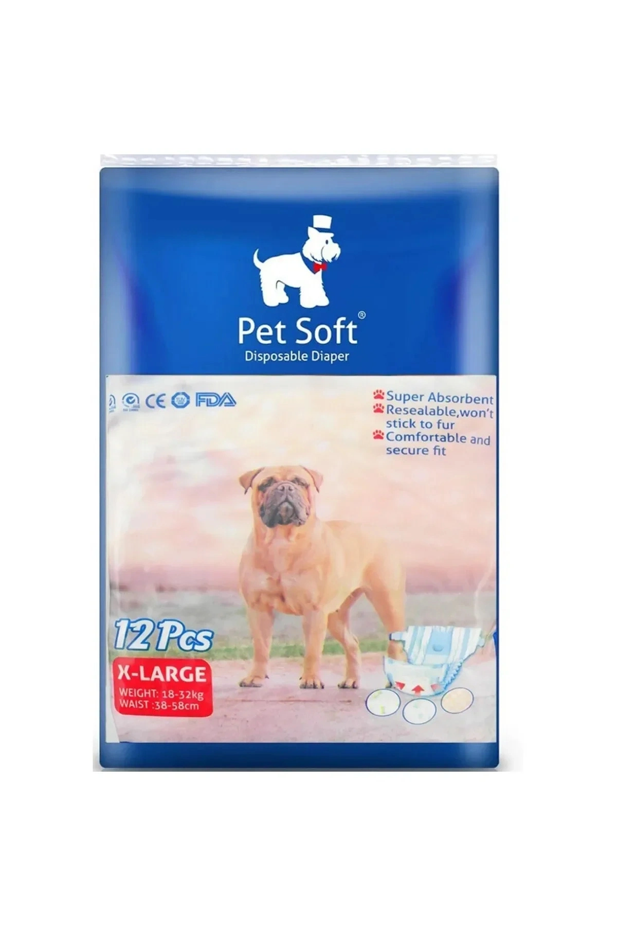 Petsoft Köpek Tuvalet Bezi Kedi Tuvalet Bezi Çiş Bezi X-LARGE 12 Adet