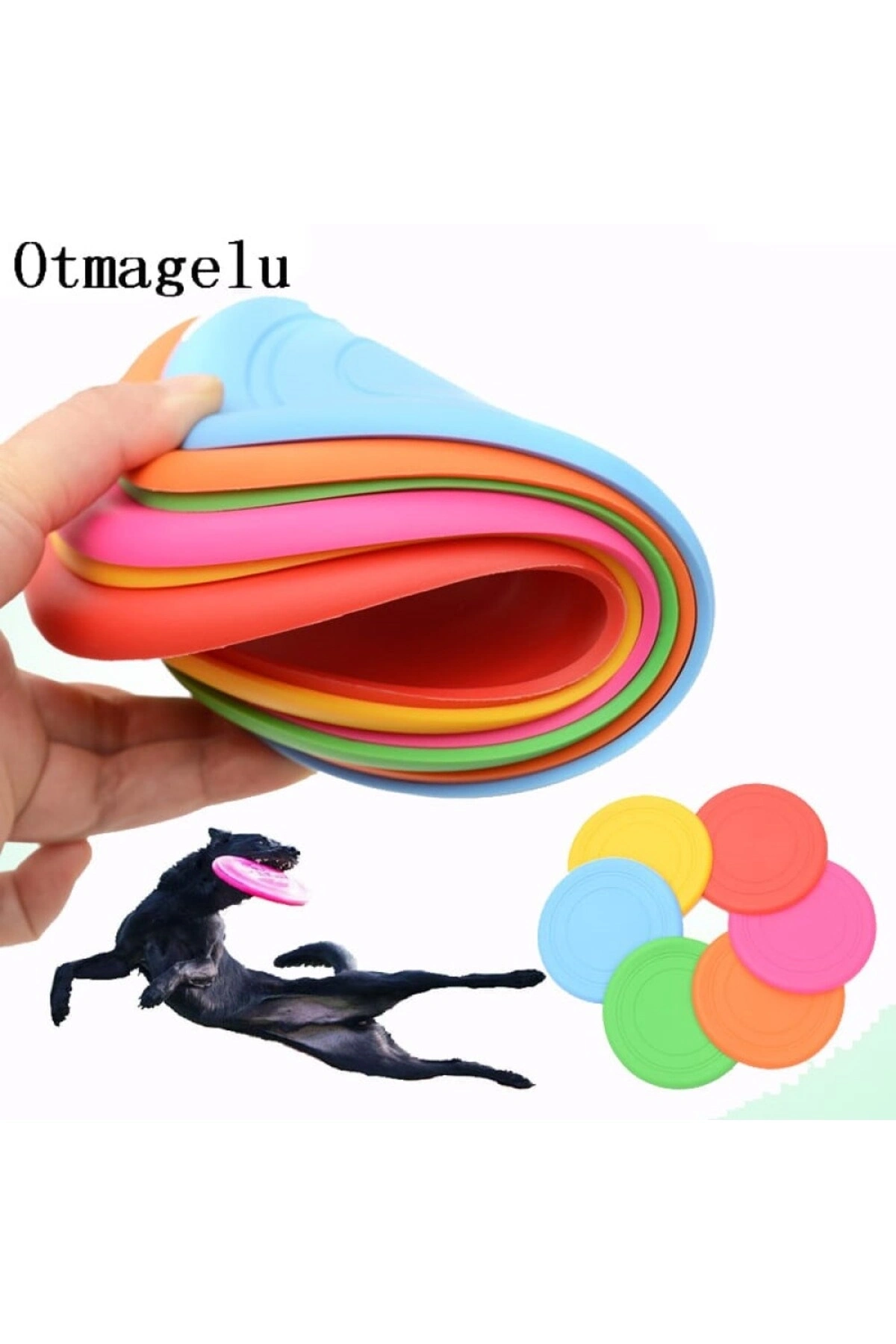 Dayanıklı Silikon Frizbi Köpek Oyuncağ Esnek ve Güvenli Yakalama Oyunu Diski 17.5 cm 1 ADET