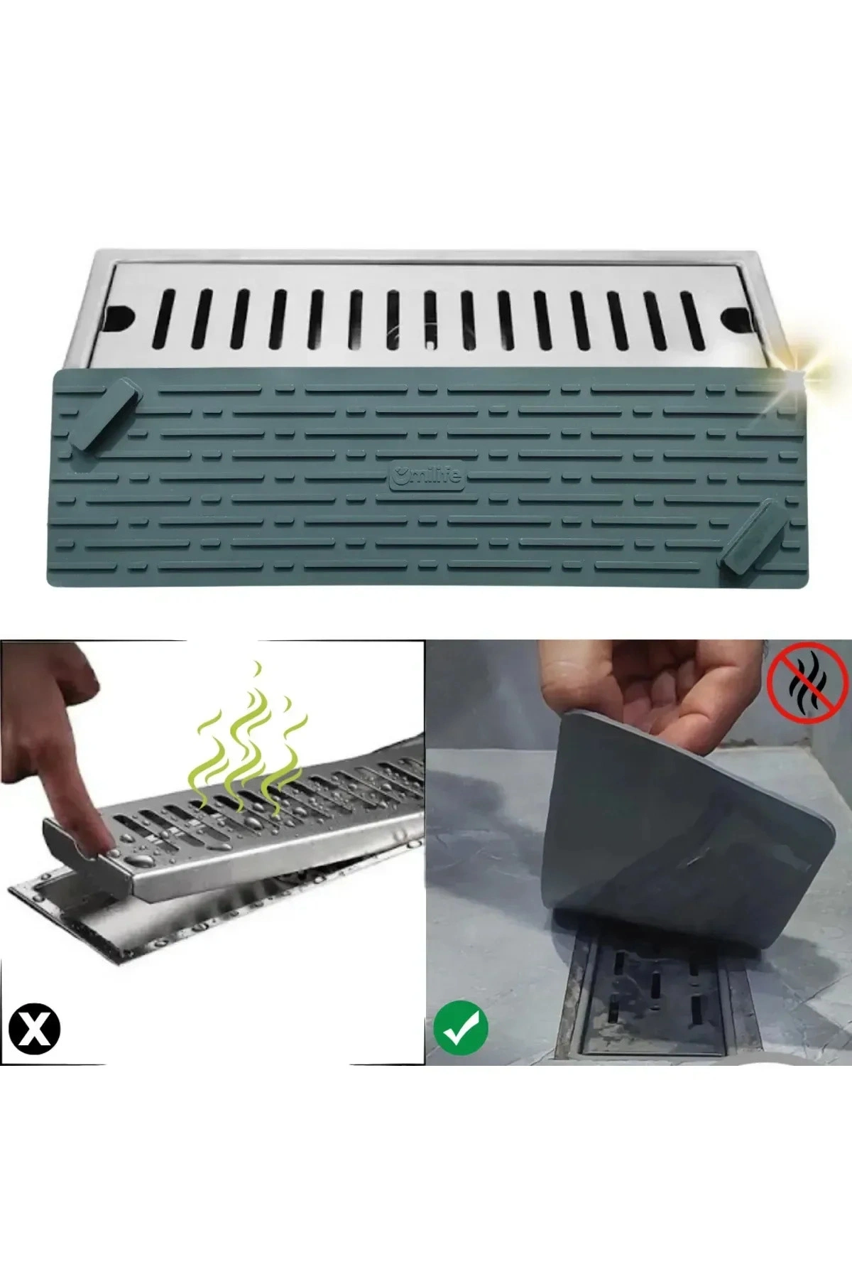 GRİ Renk Uzun Model Kötü Koku Önleyici Silikon Mat Banyo Mutfak Lavabo Balkon Gider Tıpası Kapağı