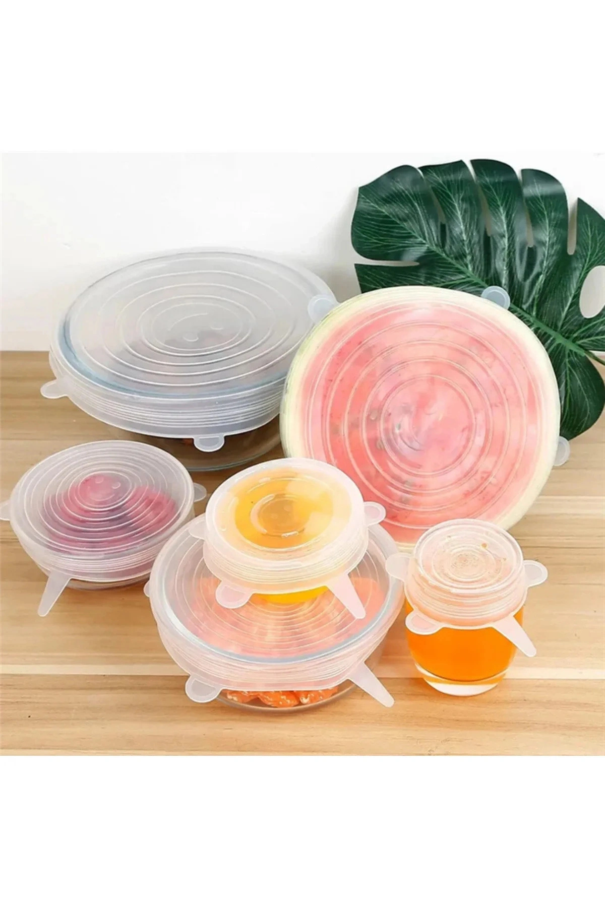 Taze Tutan Gıda Saklama Streç Kapağı Seti - 6lı Tekrar kullanılabilen Silikon Streç Kapak