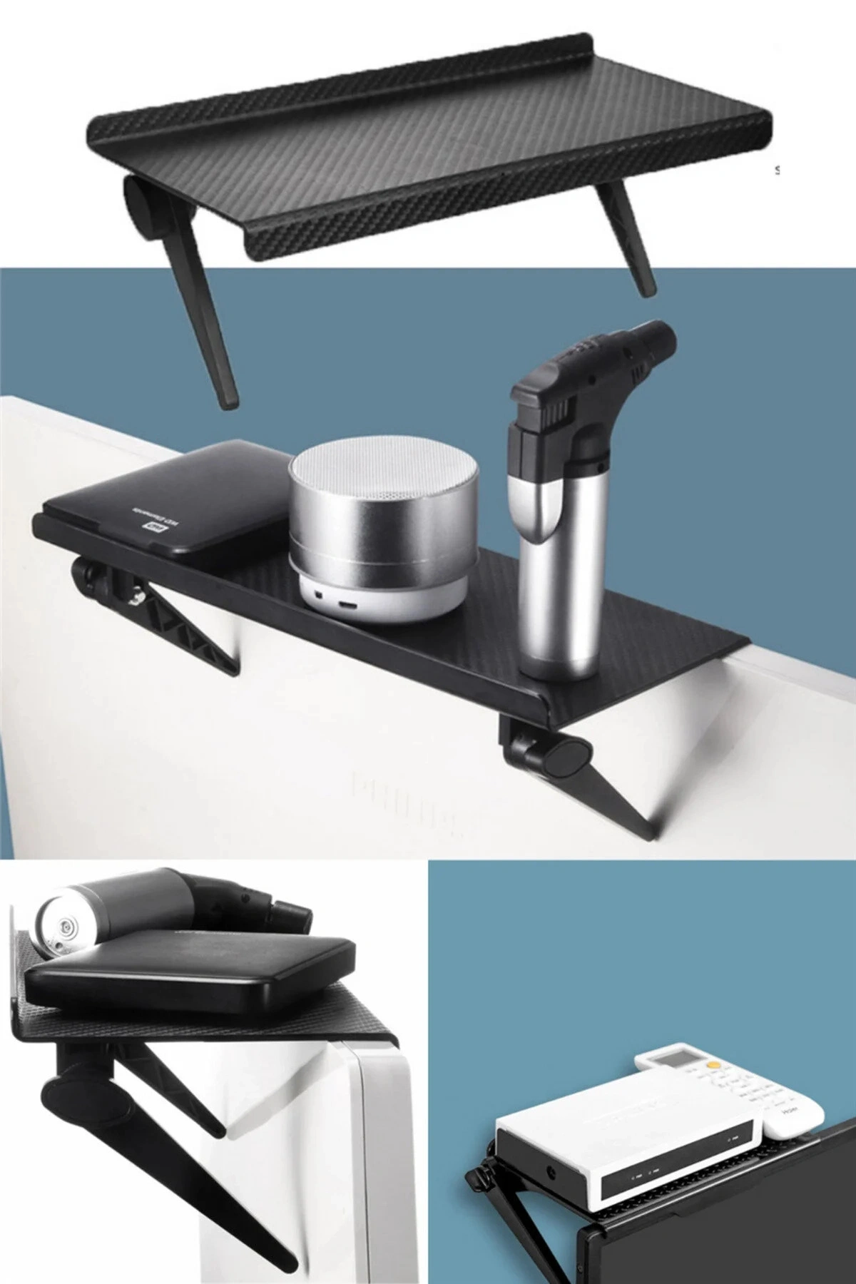 30x12 Cm Katlanabilir Katlanabilir Televizyon TV Standı Ayarlanabilir Ekran Üstü Raf Portatif Eşya