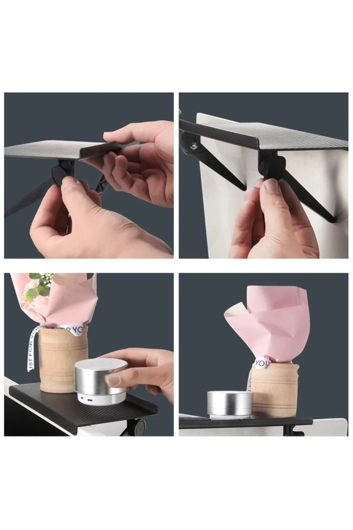 30x12 Cm Katlanabilir Katlanabilir Televizyon TV Standı Ayarlanabilir Ekran Üstü Raf Portatif Eşya