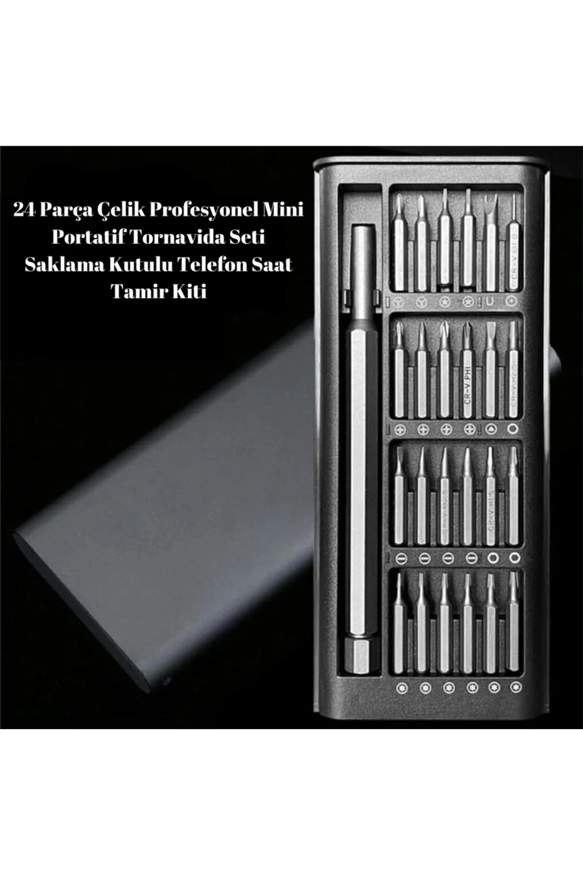 24 Parça Çelik Profesyonel Mini Portatif Tornavida Seti Saklama Kutulu Telefon Saat Tamir Kiti