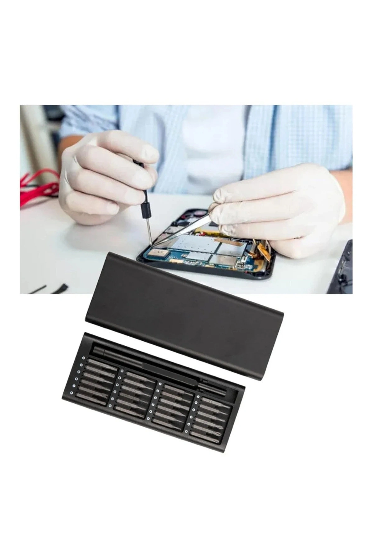 24 Parça Çelik Profesyonel Mini Portatif Tornavida Seti Saklama Kutulu Telefon Saat Tamir Kiti