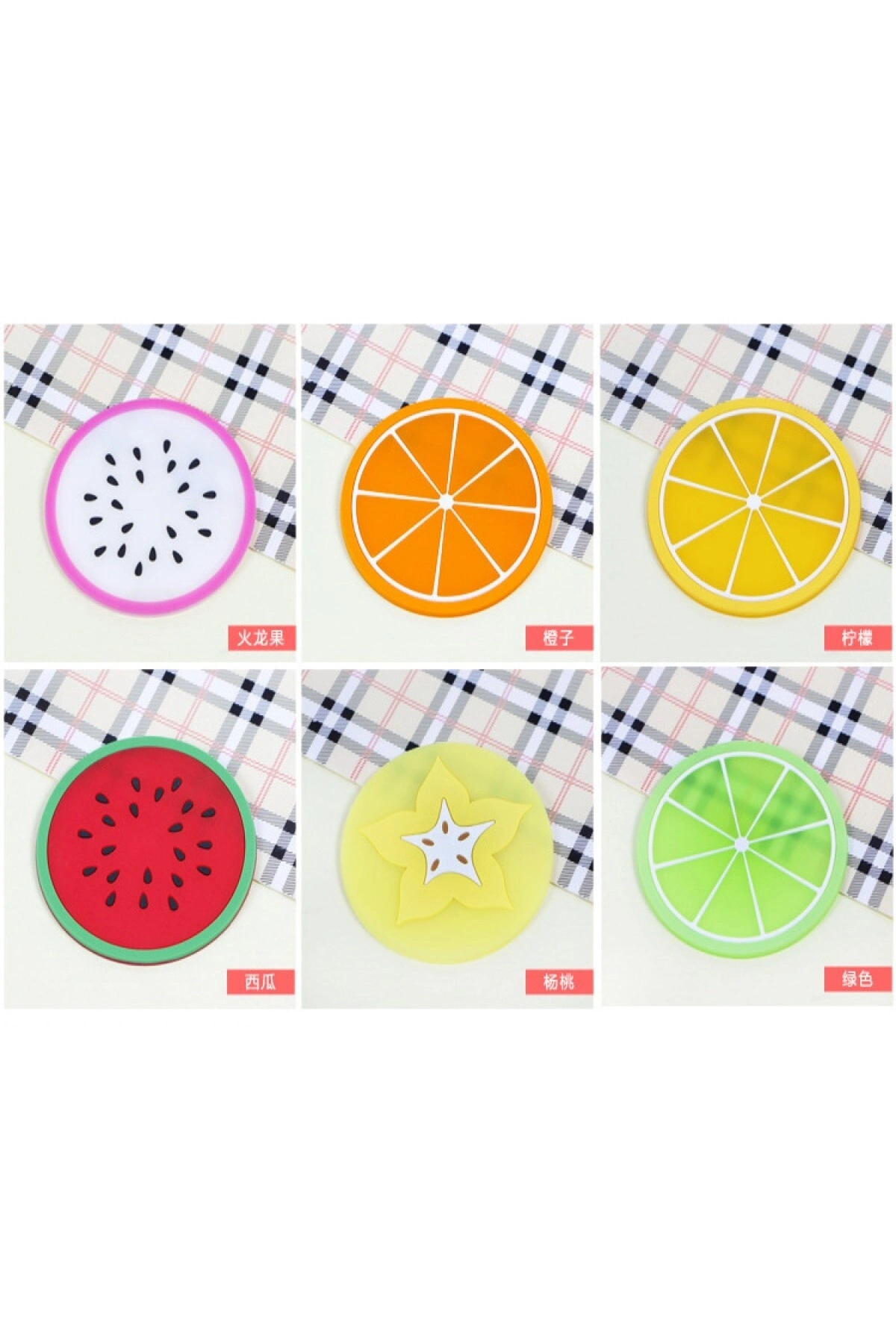 5li Silikon Bardak Altlığı Meyve Şekli Kaymaz Ped Mat Kupa Çay Kahve Bardağı Tutucu Çalışma Masa