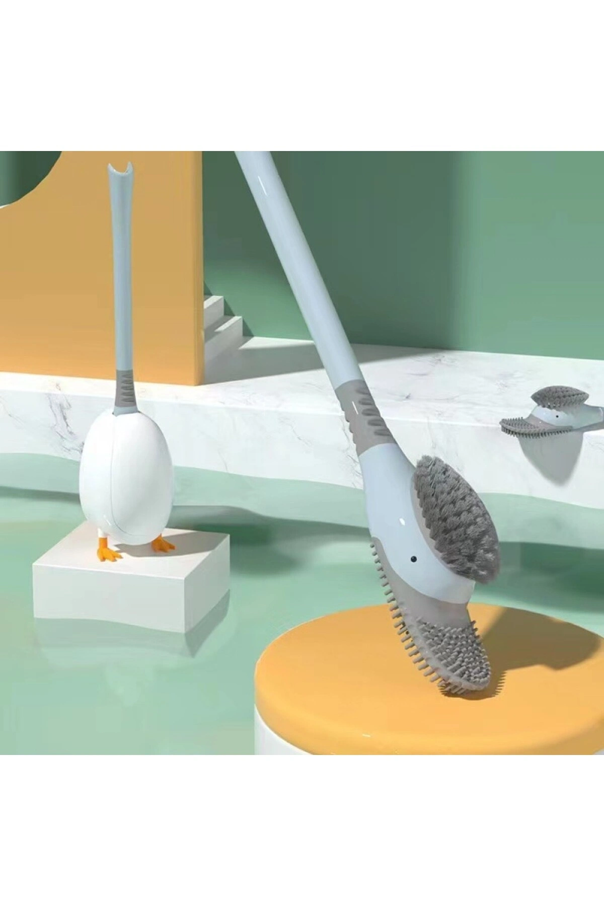 Silikon Tuvalet Klozet Detay Temizleme Fırçası Ördek Tasarımlı Hazneli