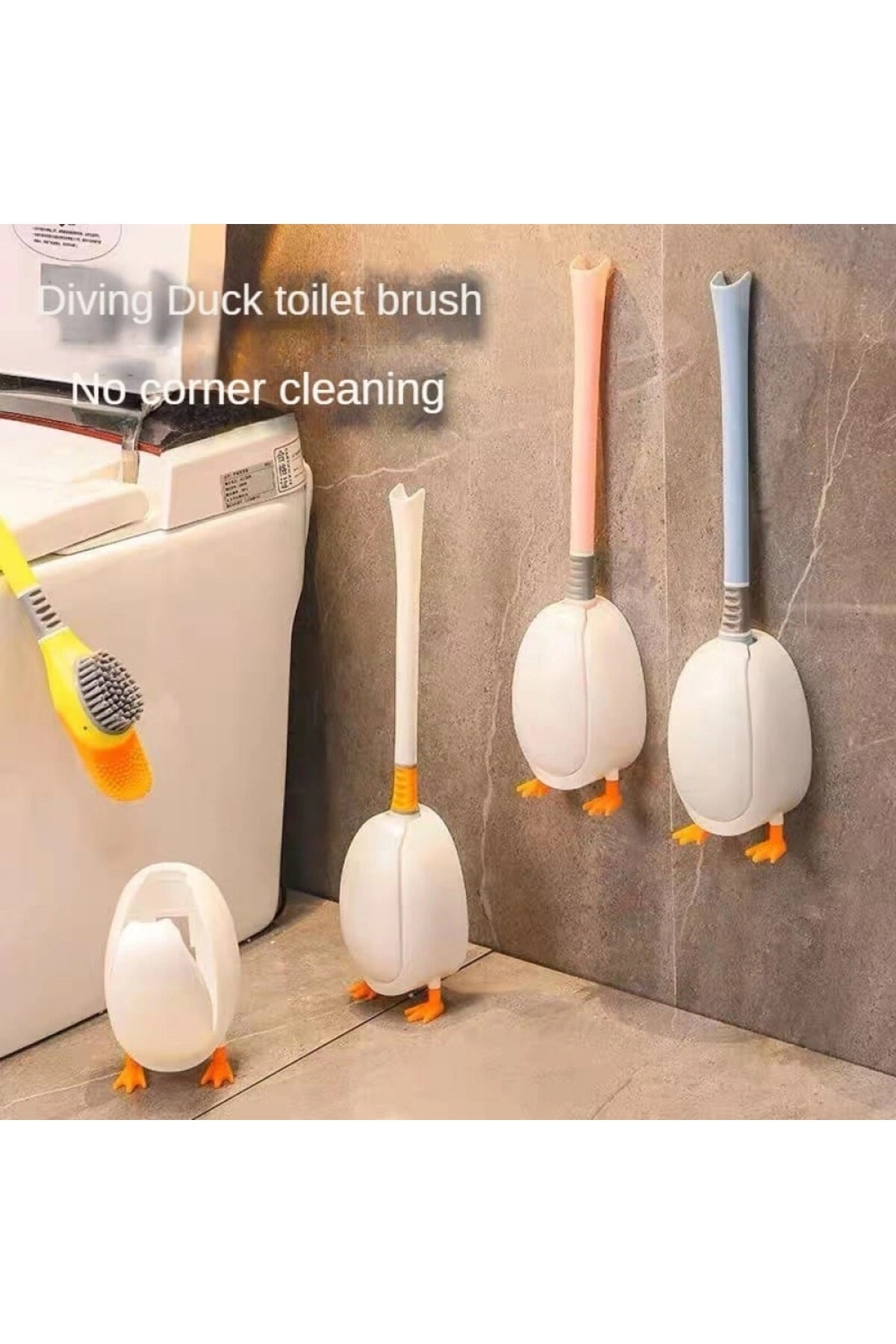Silikon Tuvalet Klozet Detay Temizleme Fırçası Ördek Tasarımlı Hazneli