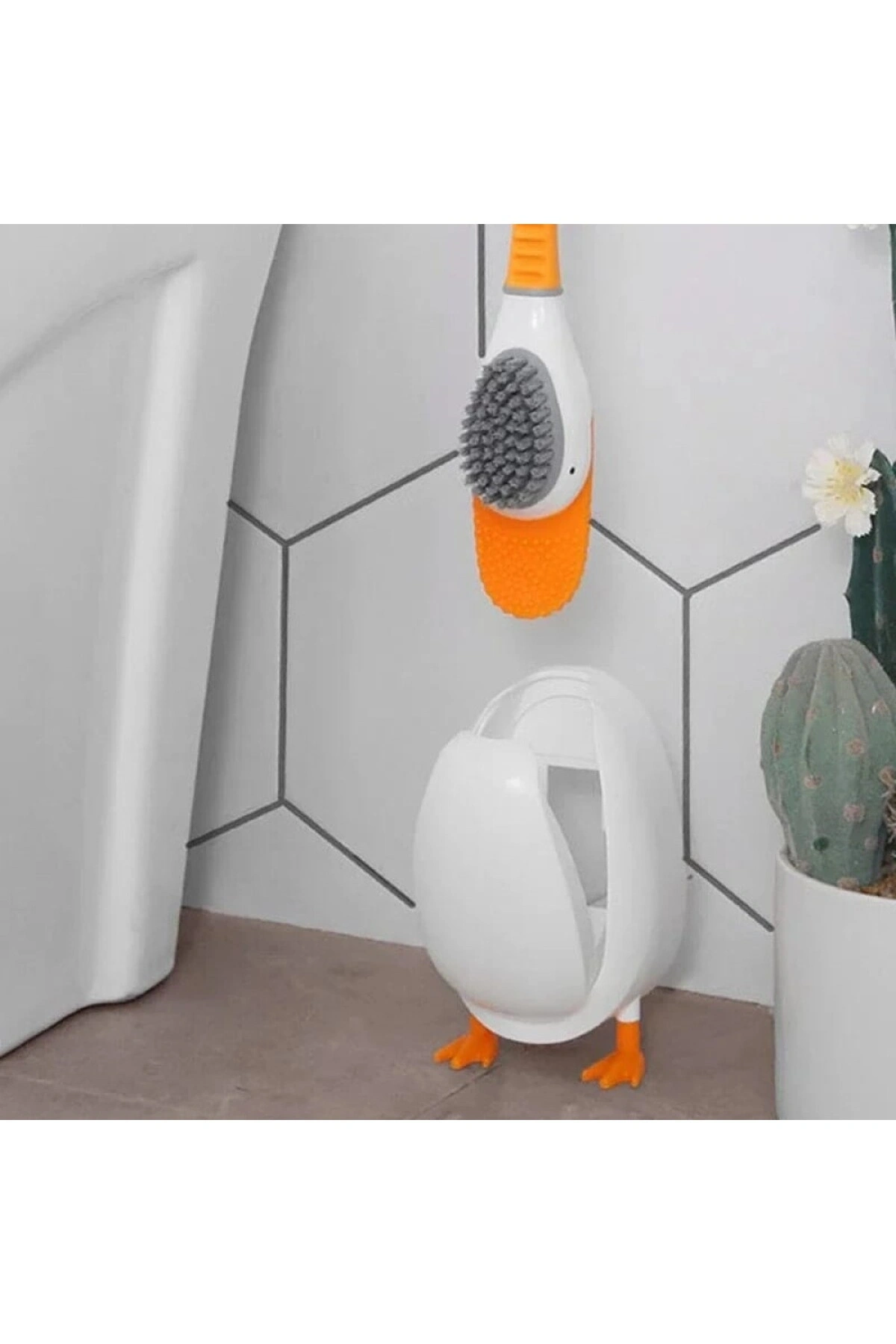 Silikon Tuvalet Klozet Detay Temizleme Fırçası Ördek Tasarımlı Hazneli
