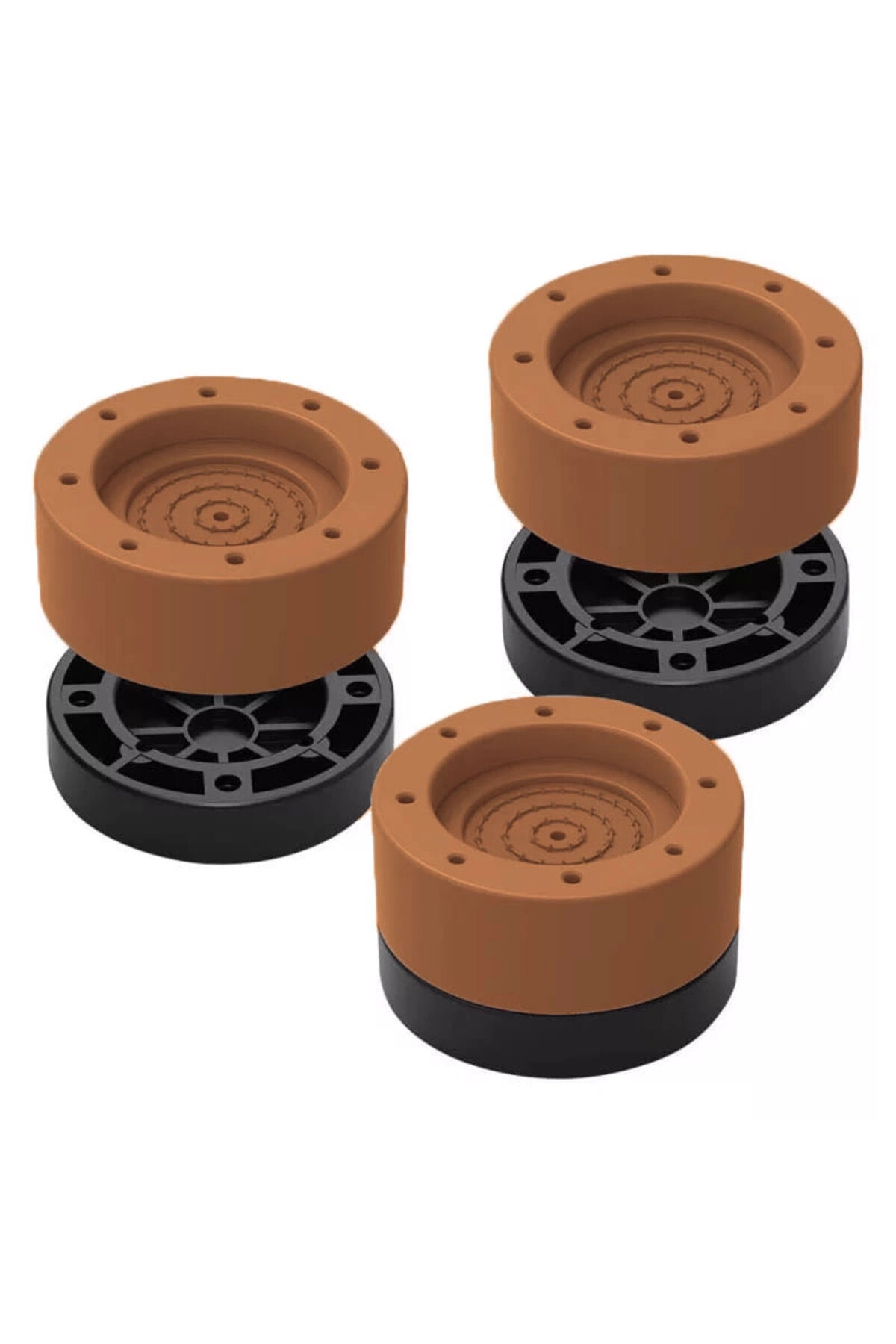 Beyaz Eşya Ayağı Çamaşır Makinesi Mobilya Titreşim Önleyici Kaydırmaz 3.5 Cm Yükseltici 4 Lü KAHVE