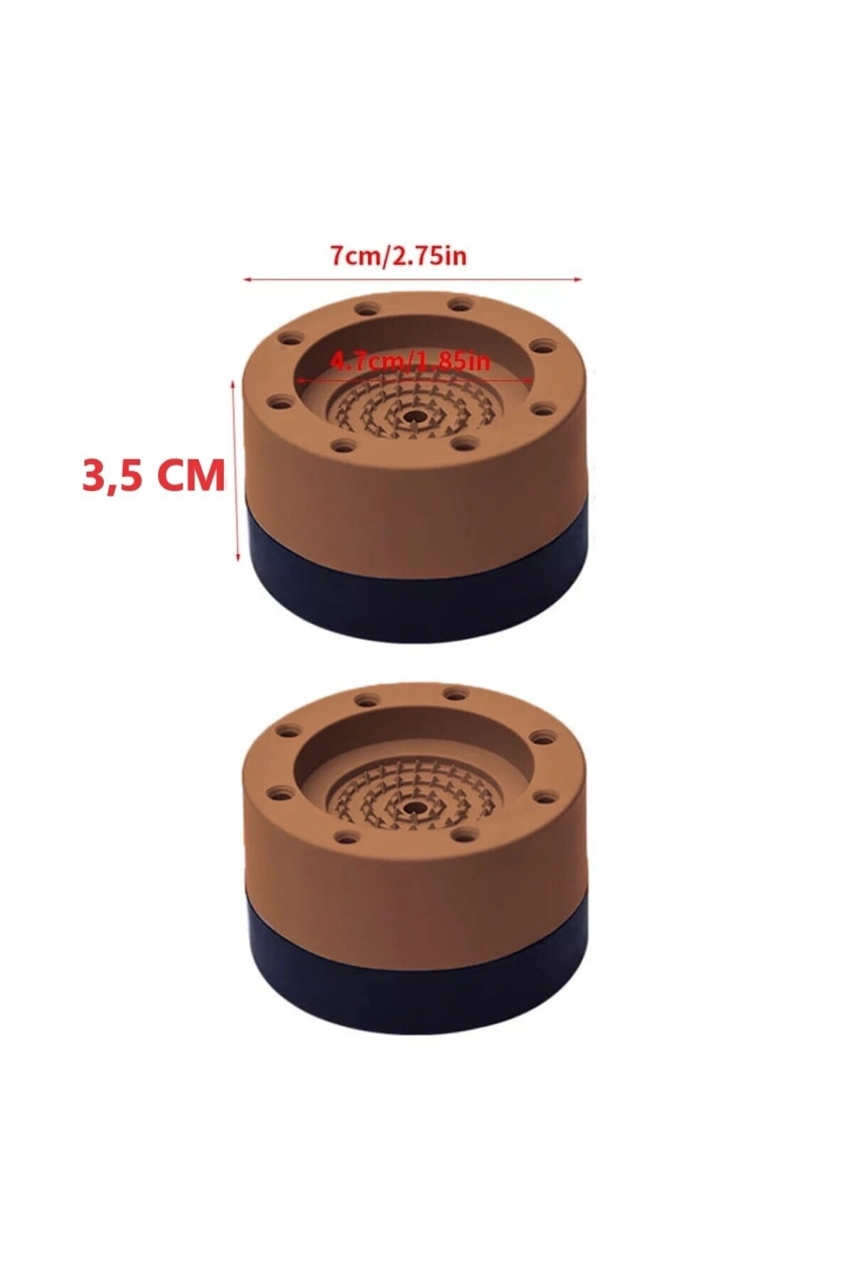 Beyaz Eşya Ayağı Çamaşır Makinesi Mobilya Titreşim Önleyici Kaydırmaz 8.5 Cm Yükseltici 4 Lü KAHVE