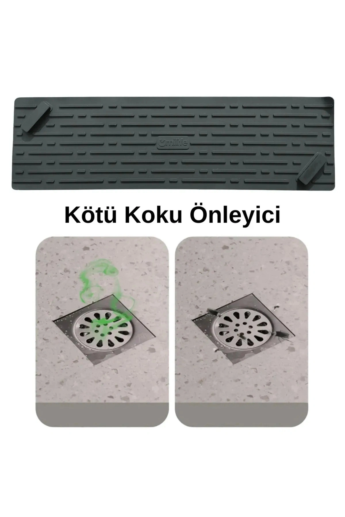 Siyah Renk Uzun Model Kötü Koku Önleyici Silikon Mat Banyo Mutfak Lavabo Balkon Gider Tıpası Kapağı