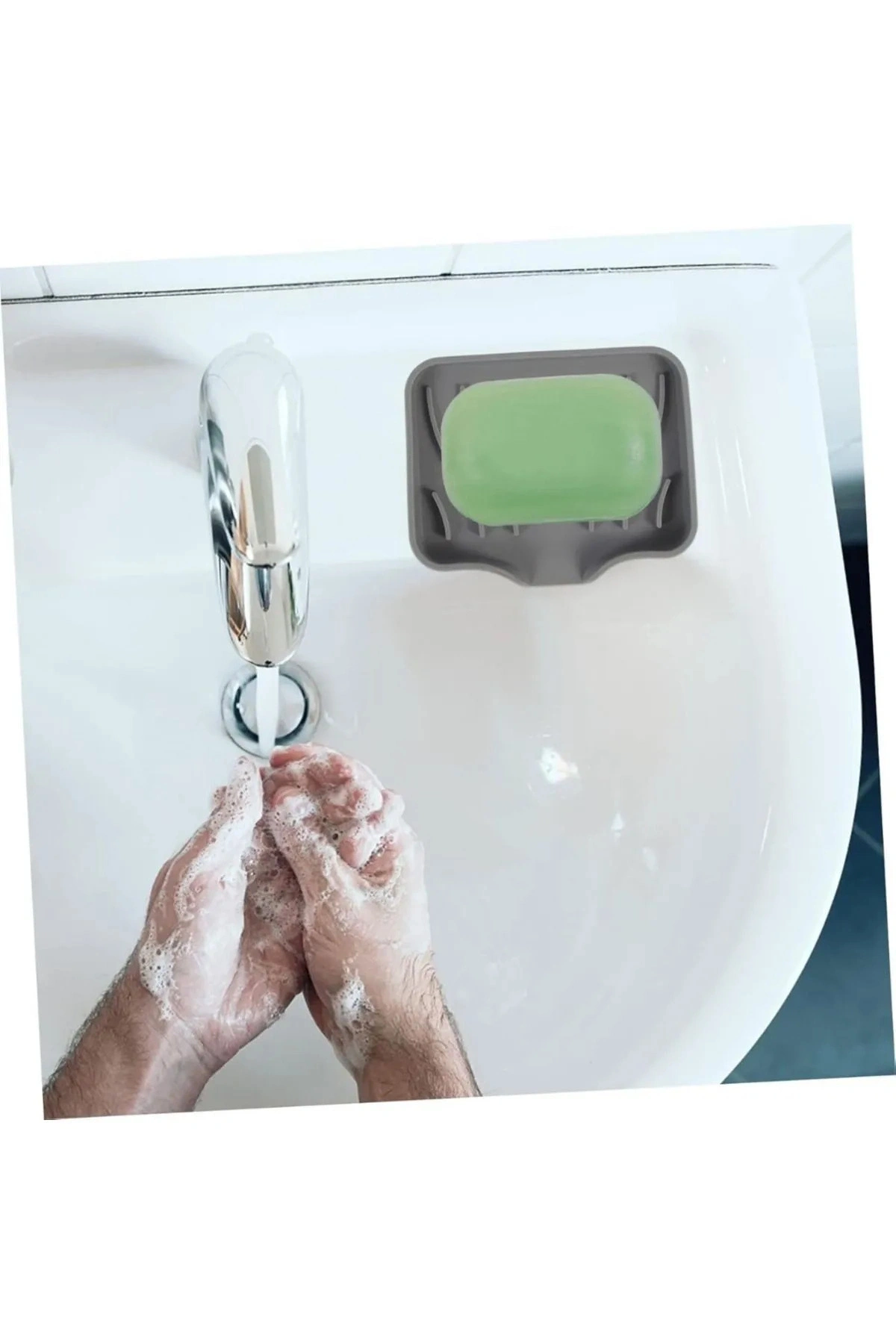 Silikon Mutfak, Banyo Su Giderli Vantuzlu Esnek Sabunluk BEYAZ Renk