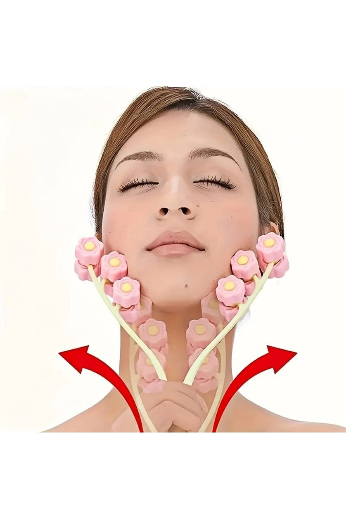 Yüz Masajı Boyun ve Yanak Kaldırma Aleti Manuel Kırışıklık Karşıtı Cilt Bakımı Masaj Aracı PEMBE