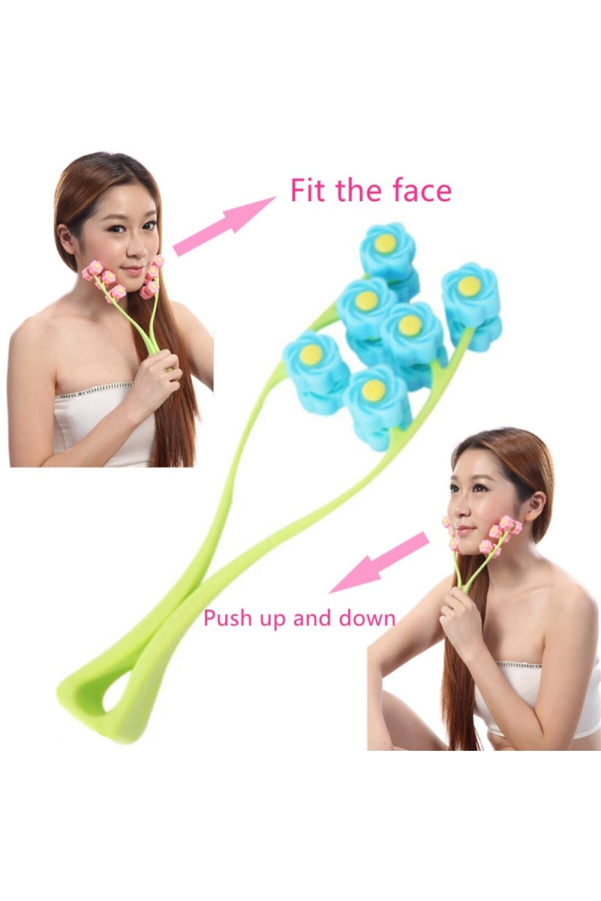 Yüz Masajı Boyun ve Yanak Kaldırma Aleti Manuel Kırışıklık Karşıtı Cilt Bakımı Masaj Aracı PEMBE