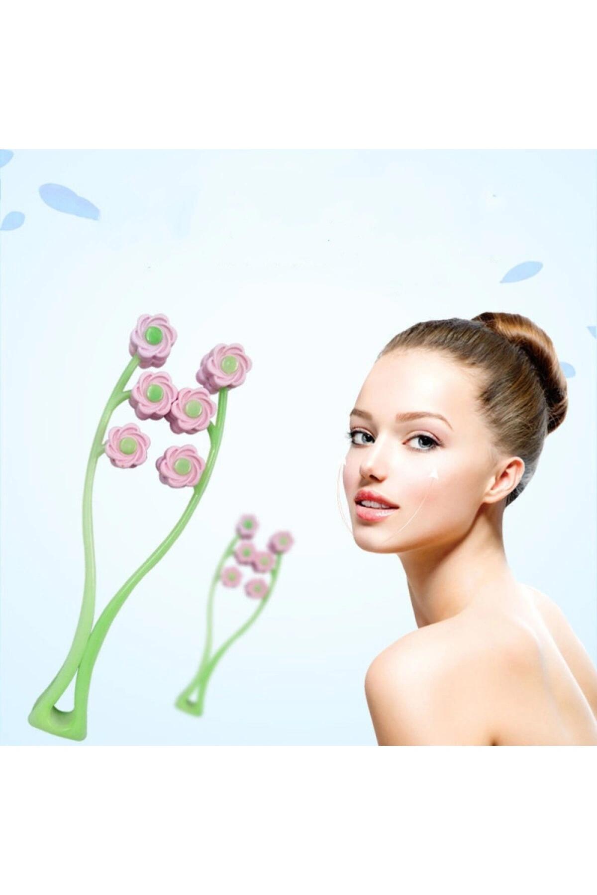 Yüz Masajı Boyun ve Yanak Kaldırma Aleti Manuel Kırışıklık Karşıtı Cilt Bakımı Masaj Aracı PEMBE