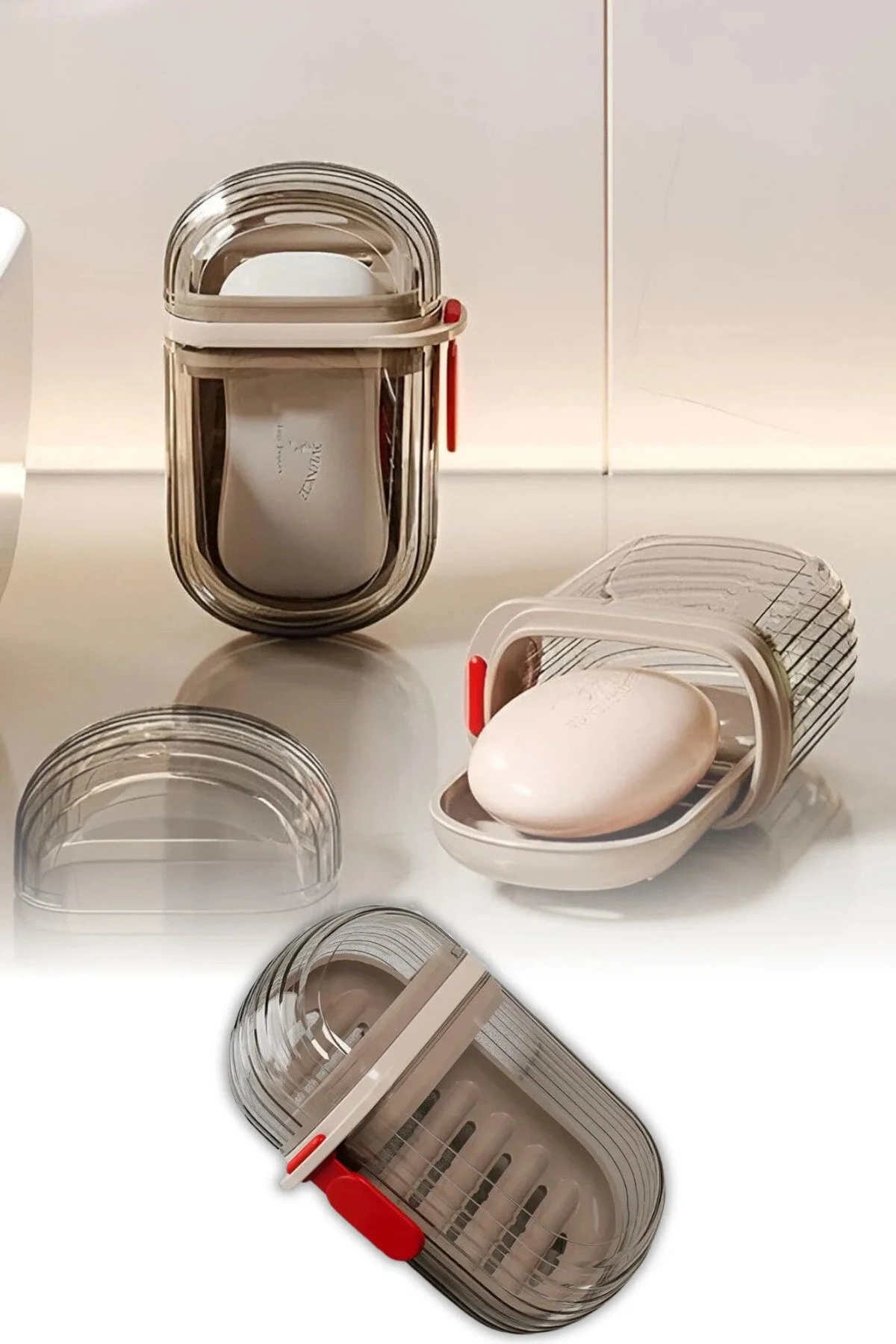 Şeffaf Kutu Şeklinde Plastik Katı Sabunluk Pratik Kullanımlı Hijyenik Banyo Sabun Kabı 1 ADET