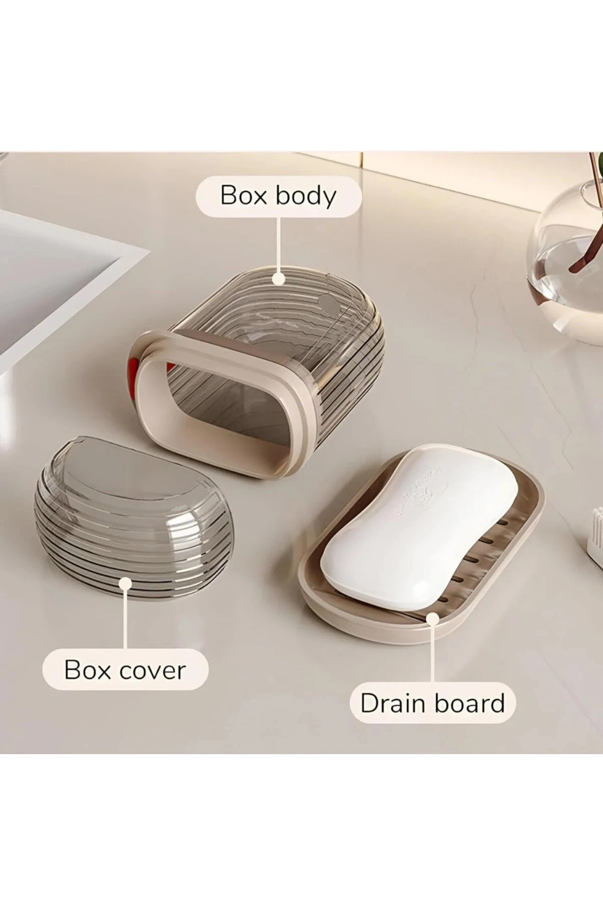 Şeffaf Kutu Şeklinde Plastik Katı Sabunluk Pratik Kullanımlı Hijyenik Banyo Sabun Kabı 1 ADET