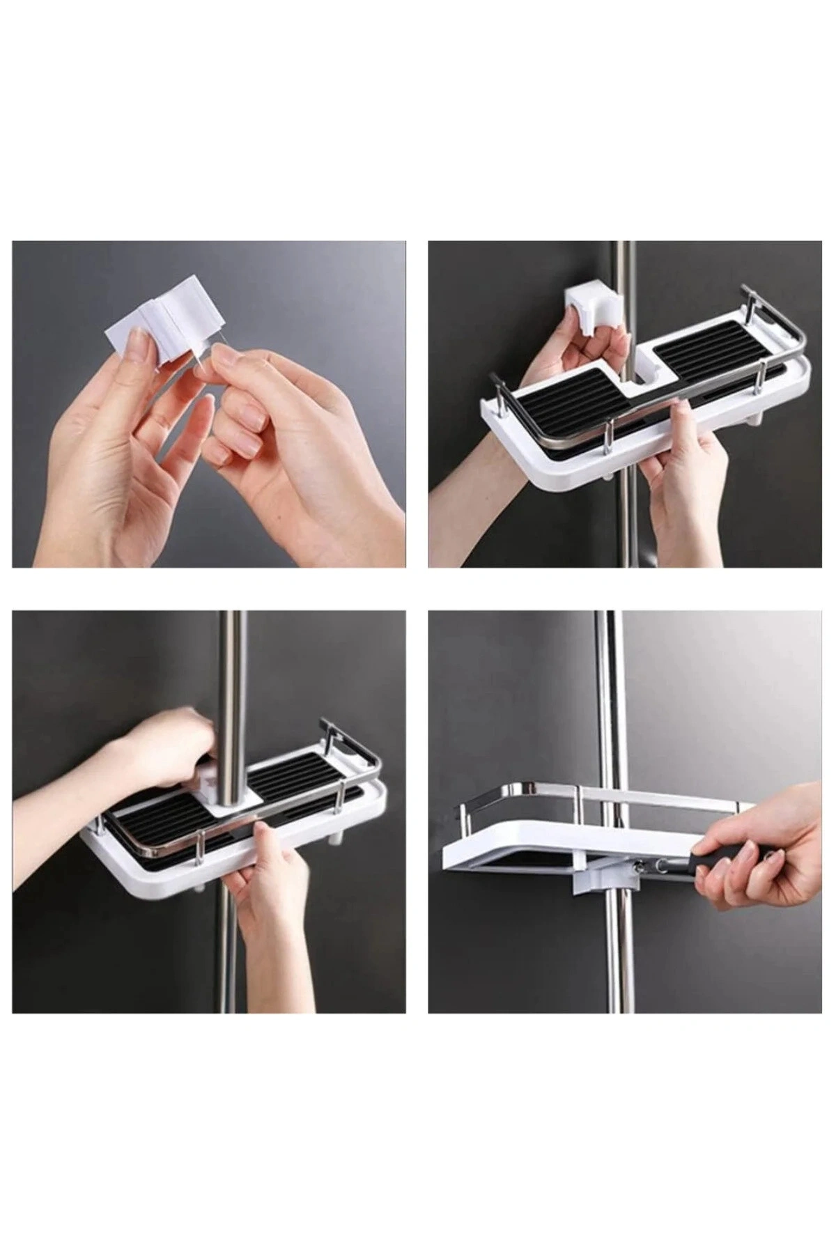 Banyo Rafı Tek Katlı Yapışkanlı Pratik Kurulumsuz Duvar Tipi Şampuan Sabun Organizeri