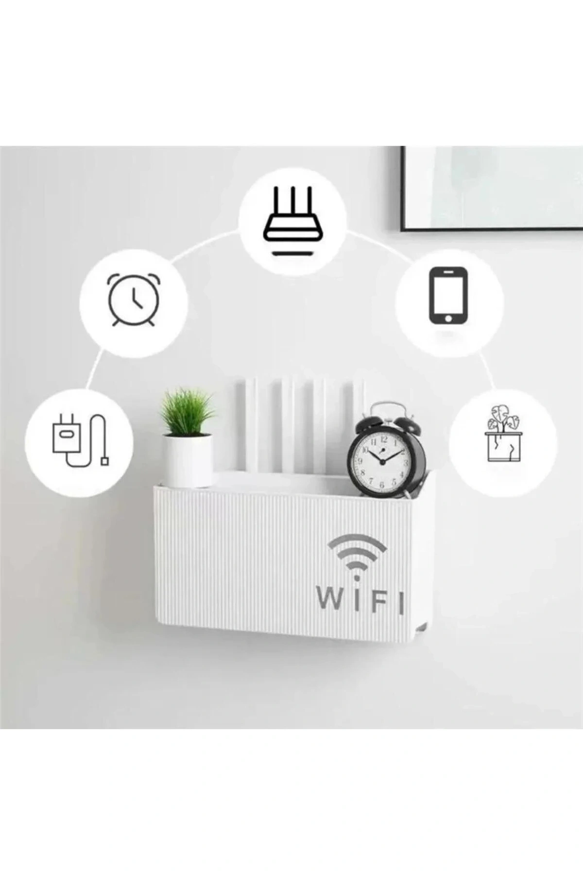 GRİ Wifi Kutusu Duvar Asılabilir Sigorta Ve Modem Saklama Kutusu 25x15x6 Cm