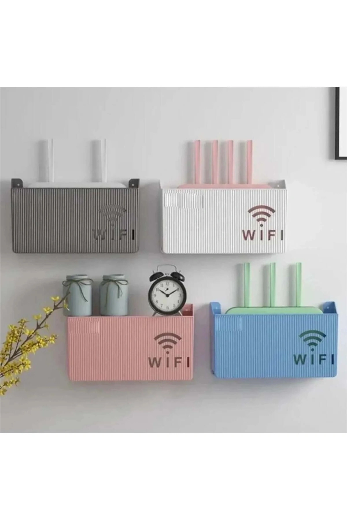 GRİ Wifi Kutusu Duvar Asılabilir Sigorta Ve Modem Saklama Kutusu 25x15x6 Cm