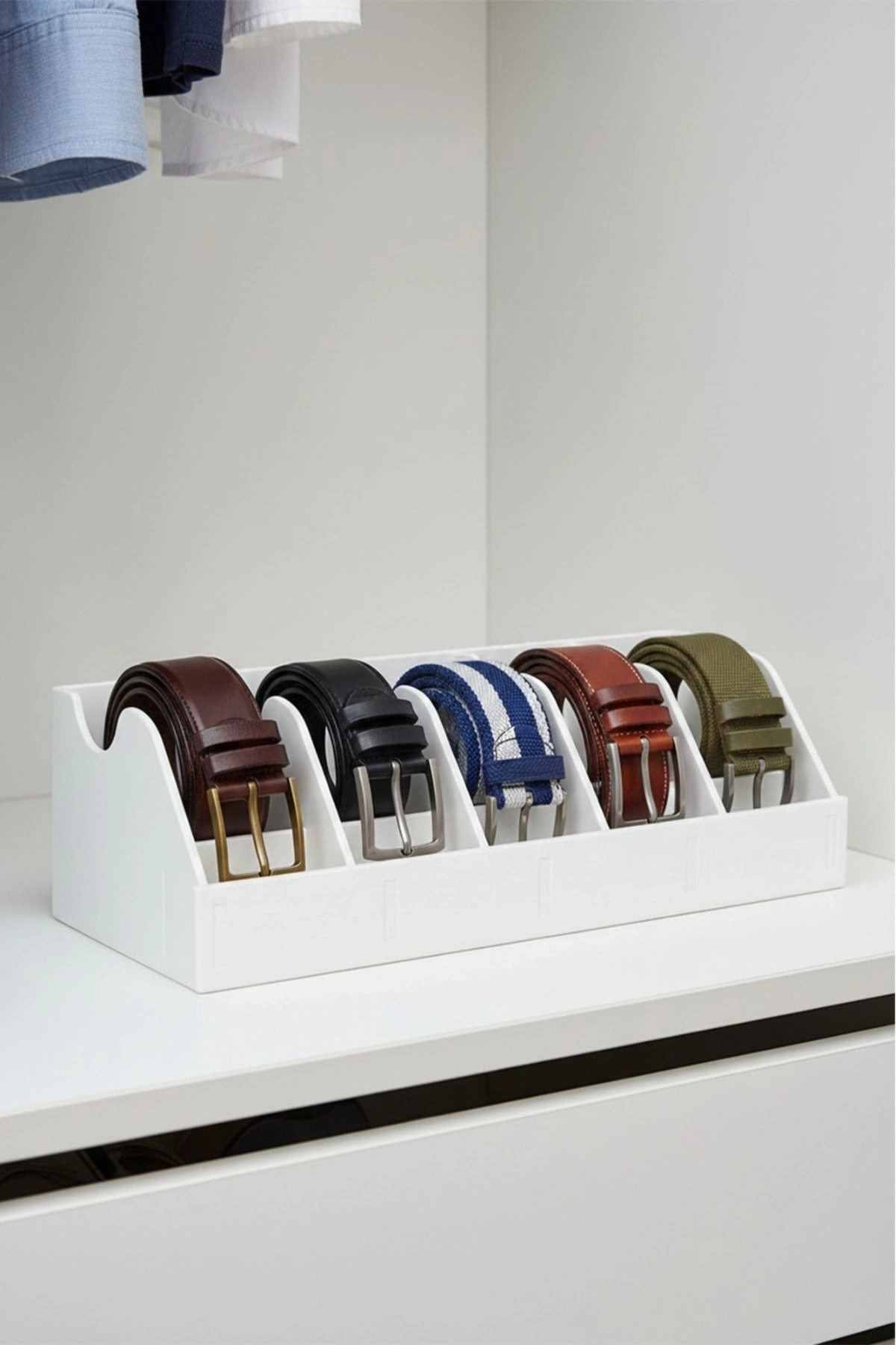 5 Bölmeli Kemer Çorap Takı Makyaj Organizeri Dolap İçi Kemer Düzenleyici Organizer SİYAH