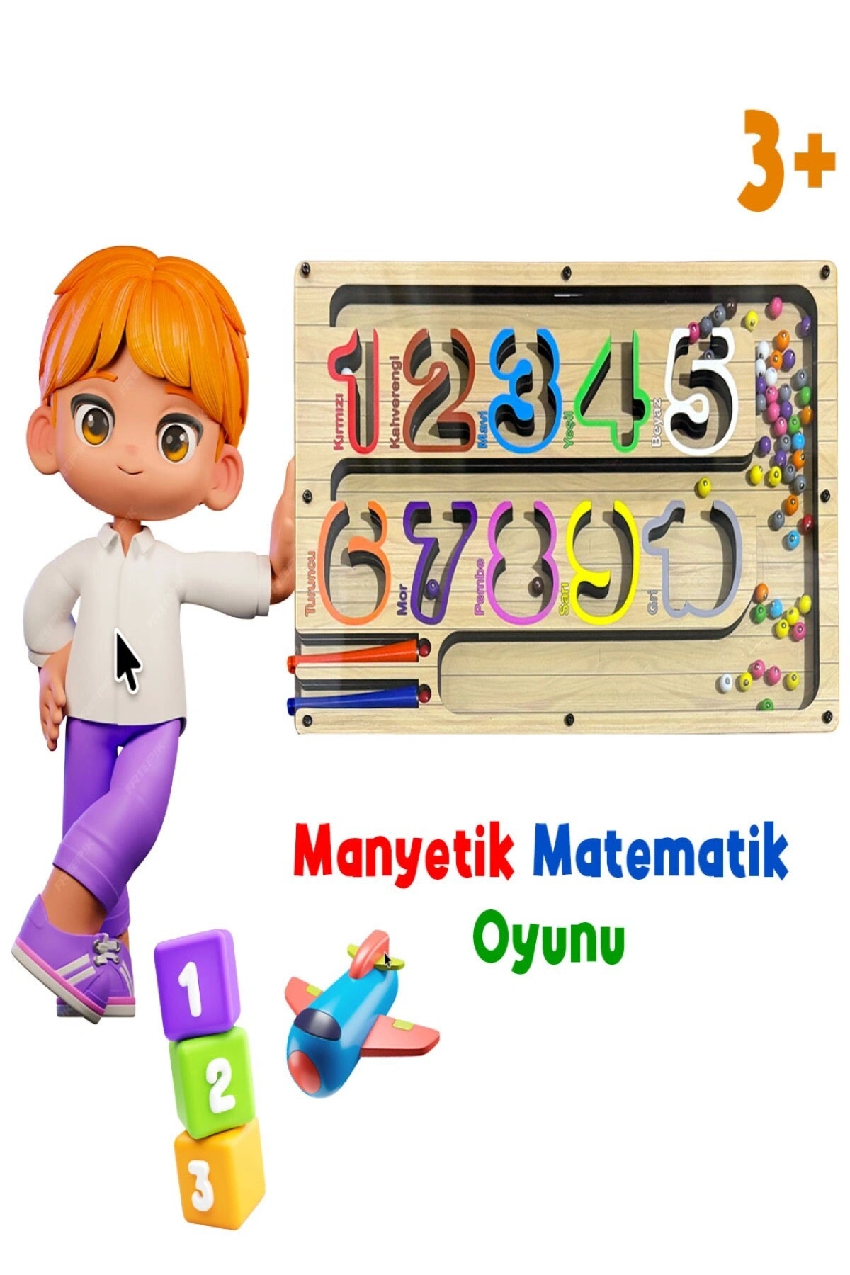 Manyetik Eğitici Renkli Sayma ve Eşleştirme Labirenti Eğitim Oyuncağı - Ahşap Montessori Oyunu SAYI