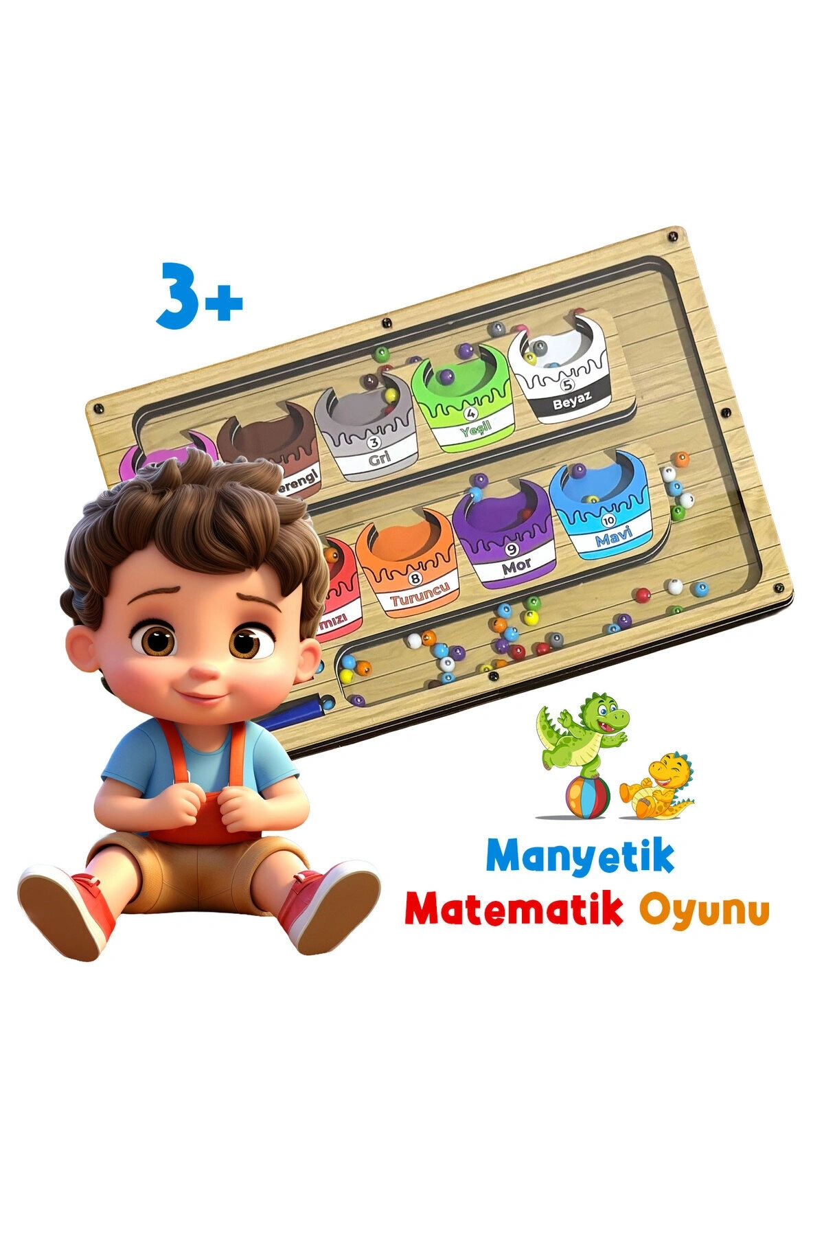 Manyetik Eğitici Renkli Sayma ve Eşleştirme Labirenti Eğitim Oyuncağı - Ahşap Montessori Oyunu Kova