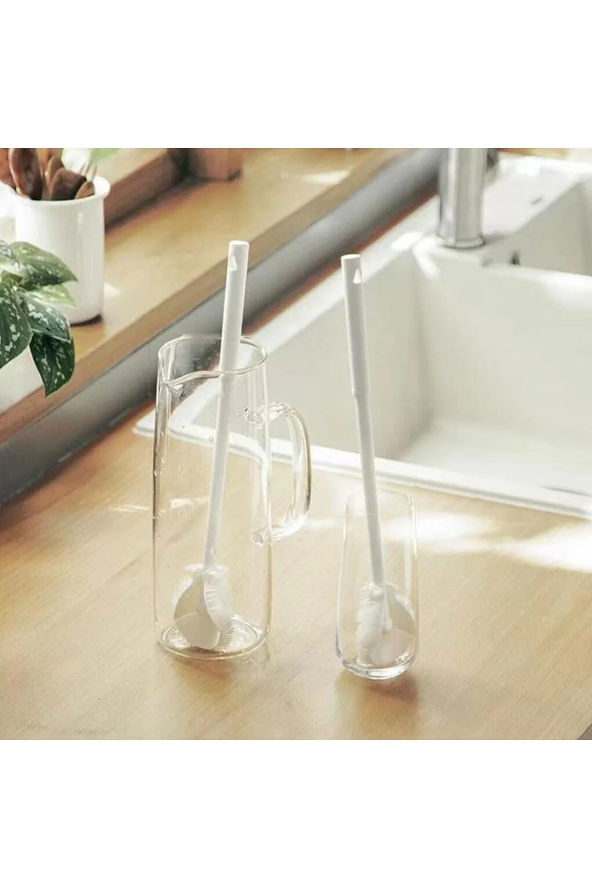 Beyaz Yaprak Model Silikon Uçlu Ekstra Yumuşak Bardak Şişe Ve Biberon Temizleme Fırçası