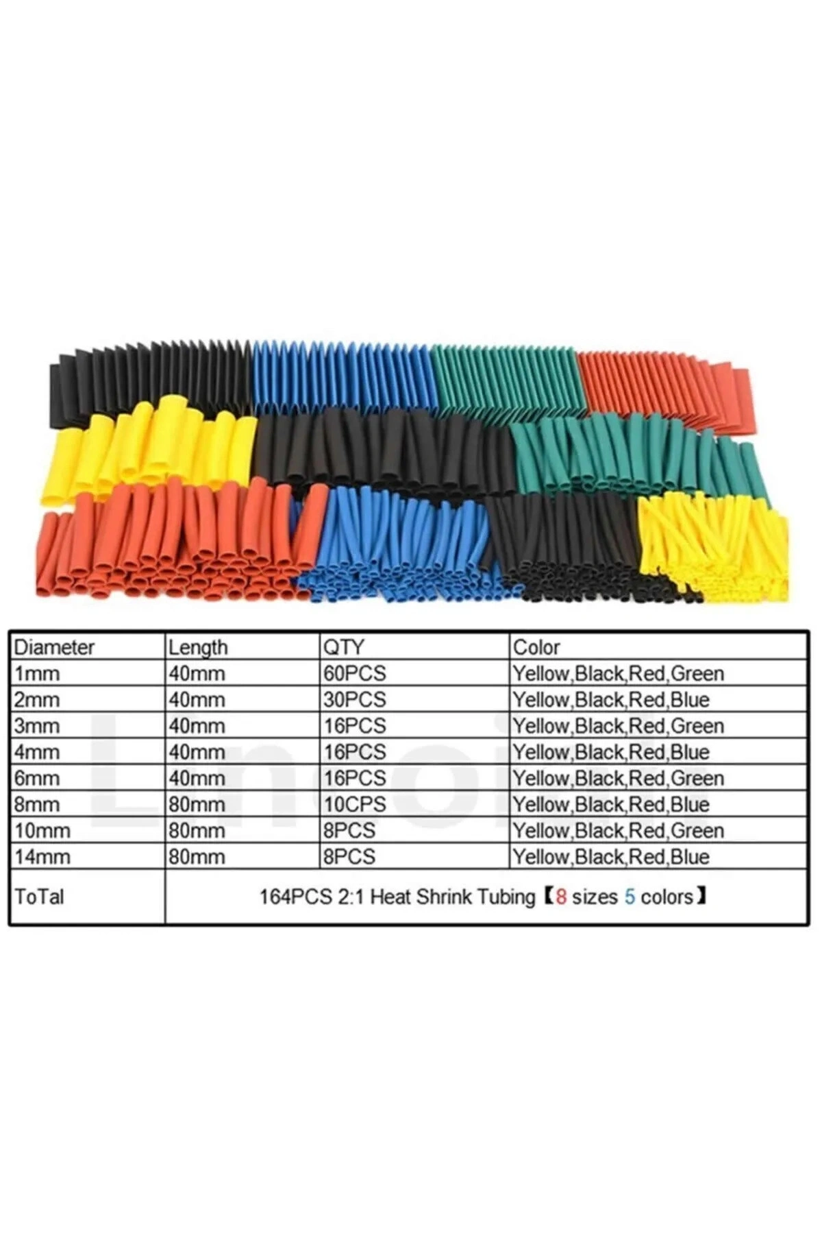 164 Parça Set Isıyla Daralan Makaron Kablo Koruyucu Kılıf