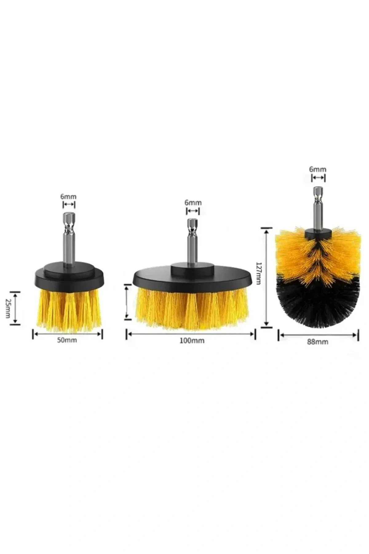 Pratik 3lü Matkap Ucu Banyo Küvet Duşakabin Araba Tekerliği Koltuk Yıkama Temizleme Fırçası