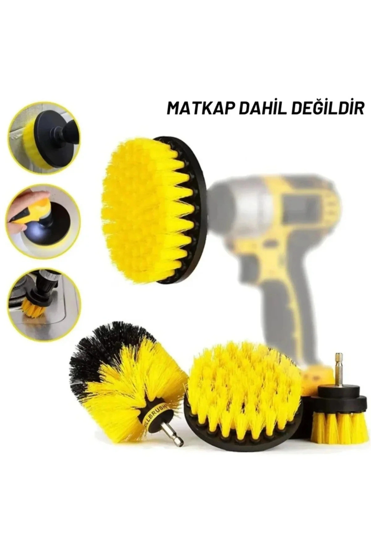 Pratik 3lü Matkap Ucu Banyo Küvet Duşakabin Araba Tekerliği Koltuk Yıkama Temizleme Fırçası