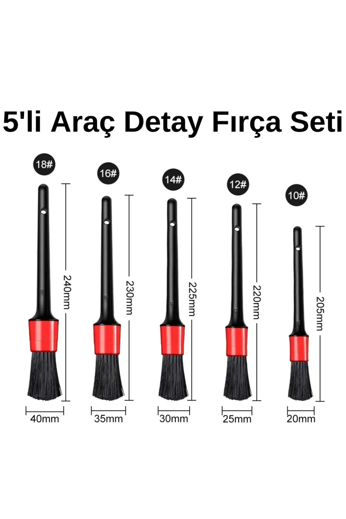 5 Adet Detay Araç Içi Oto Temizleme Fırçası Seti