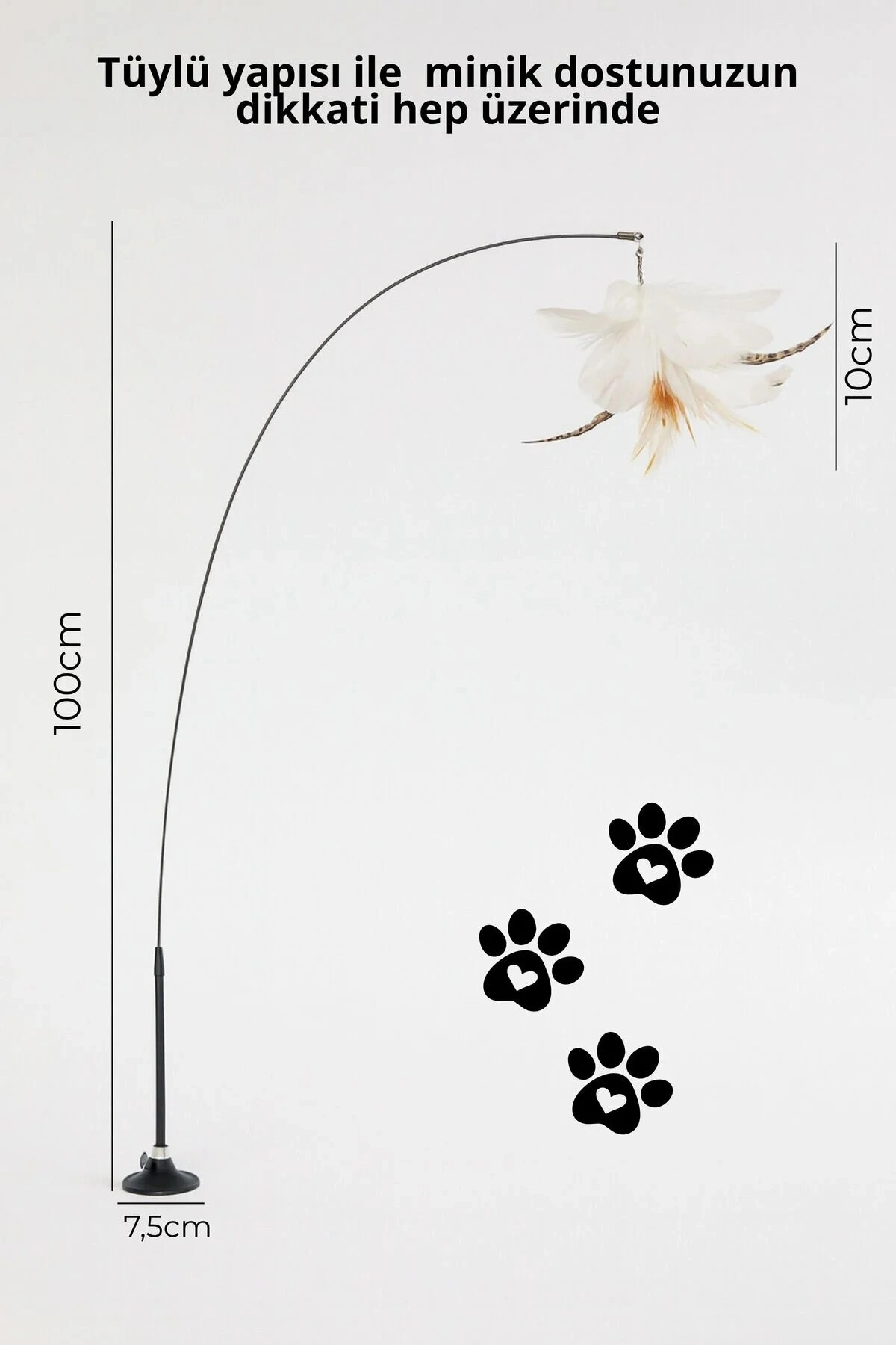 YENİ Vantuzlu Kedi Oyun Oltası Tüy Toplu Kedi Eğlence Oyuncağı