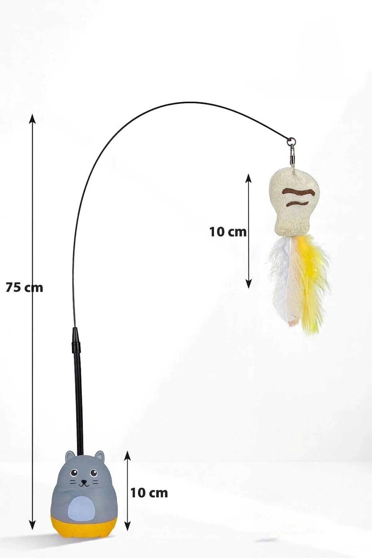 Kediler İçin Yere Yapışkan Tabanlı Tüylü Oyun Oltası Eğlenceli Hareketli Kedi Oyuncağı OLTACI KEDİ