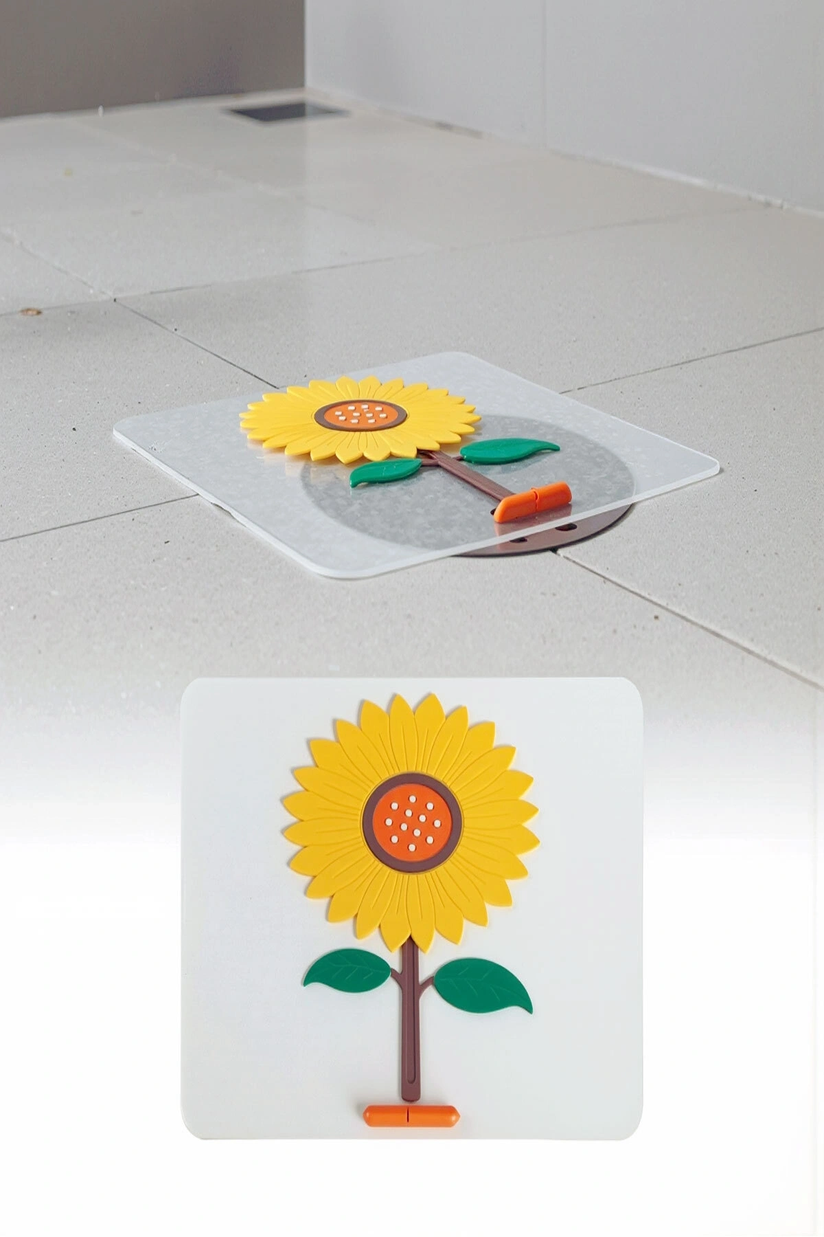 Ayçiçeği Kare Silikon Kötü Koku Önleyici Gider Kapağı – Banyo, Mutfak, Balkon Lavabo Tıpası 14,5x14