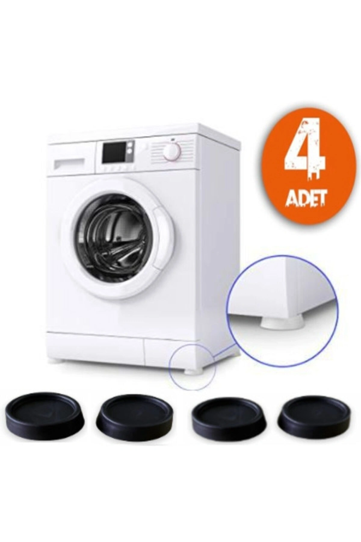Çamaşır Makinesi Titreşim Önleyici Mobilya Kaydırmaz Ayak 4 Lü Set Siyah 410