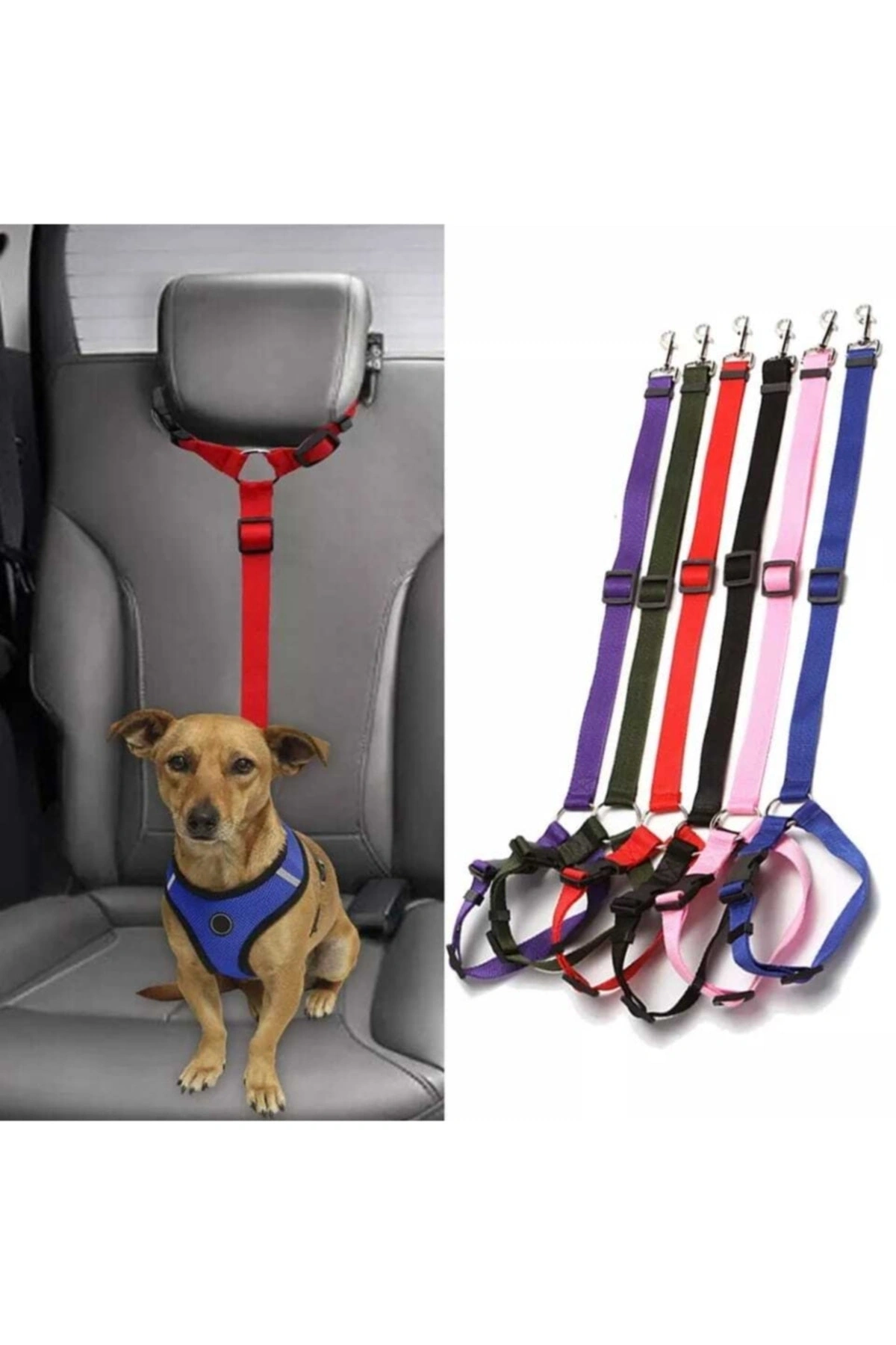 Köpek Emniyet Kemeri Gezdirme Tasması Tüm Araba Koltuk Başlığına Uyumlu Araba Seyahat Kemeri Pembe