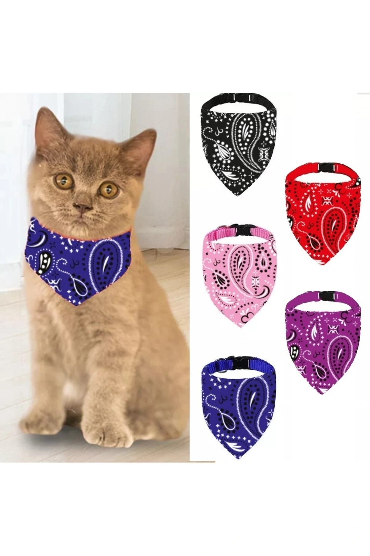 Evcil Hayvan Kedi Boyun Tasması Yakalık Önlük Fular No 220 Mavi