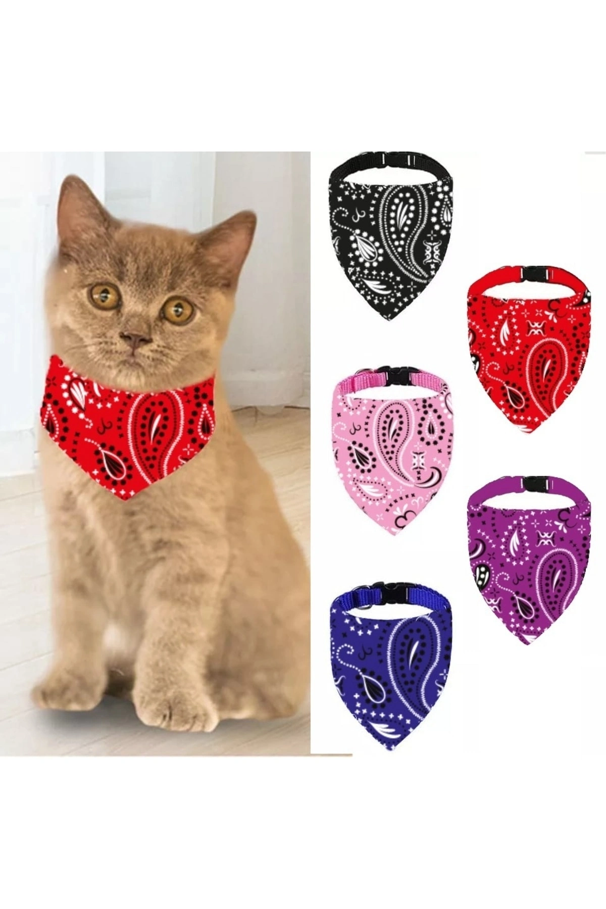 Evcil Hayvan Kedi Boyun Tasması Yakalık Önlük Fular No 210 Kırmızı