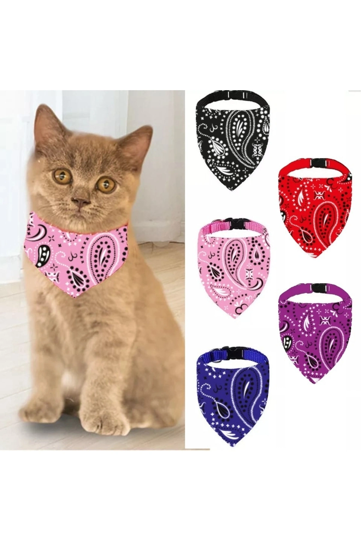 Evcil Hayvan Kedi Boyun Tasması Yakalık Önlük Fular No 240 Pembe