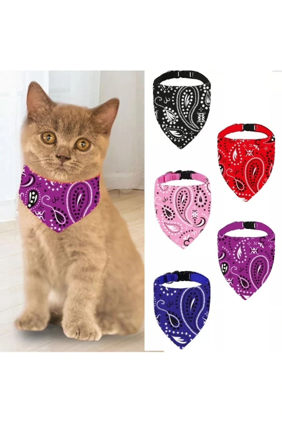 Evcil Hayvan Kedi Boyun Tasması Yakalık Önlük Fular No 250 Mor