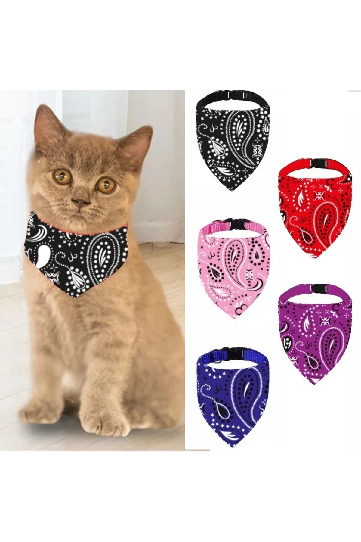 Evcil Hayvan Kedi Boyun Tasması Yakalık Önlük Fular 230 Siyah