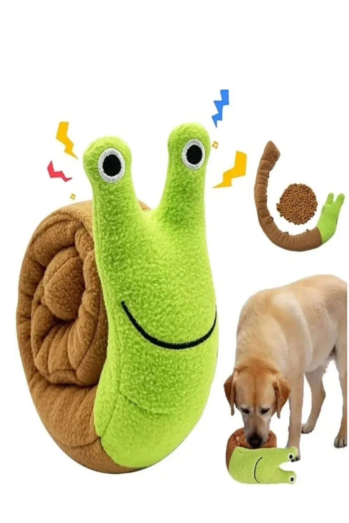 Salyangoz Peluş Köpek Sesli Oyuncağı Ödül Mama Saklama Ve Çiğneme Oyuncağı 1 ADET