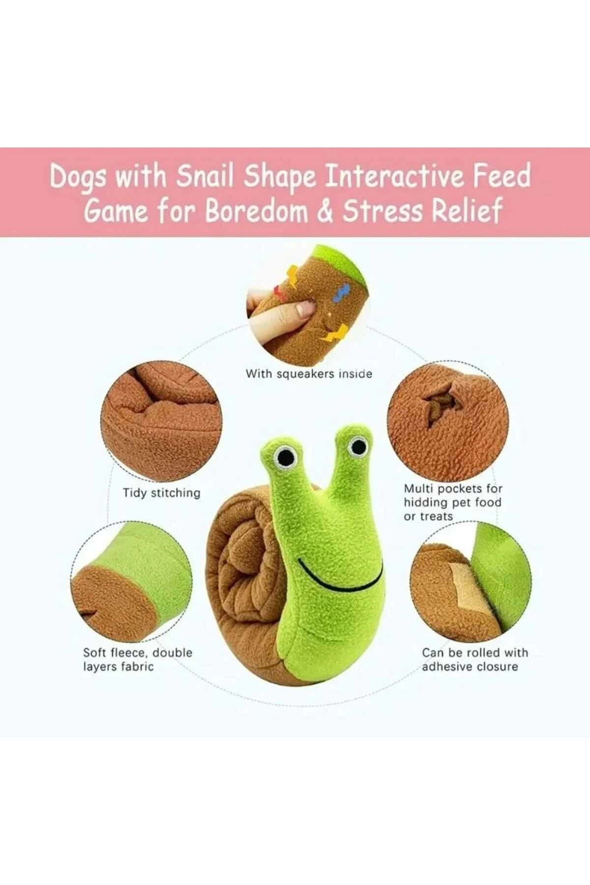 Salyangoz Peluş Köpek Sesli Oyuncağı Ödül Mama Saklama Ve Çiğneme Oyuncağı 1 ADET