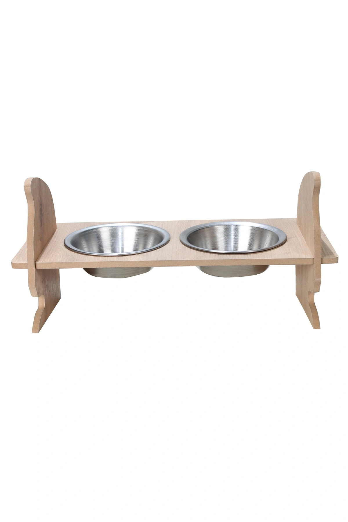 KEDİ KAFALI AHŞAP 2 Lİ MAMA KABI KEDİ VE KÖPEKLER İÇİN MAMA KAPLARI 1 ADET