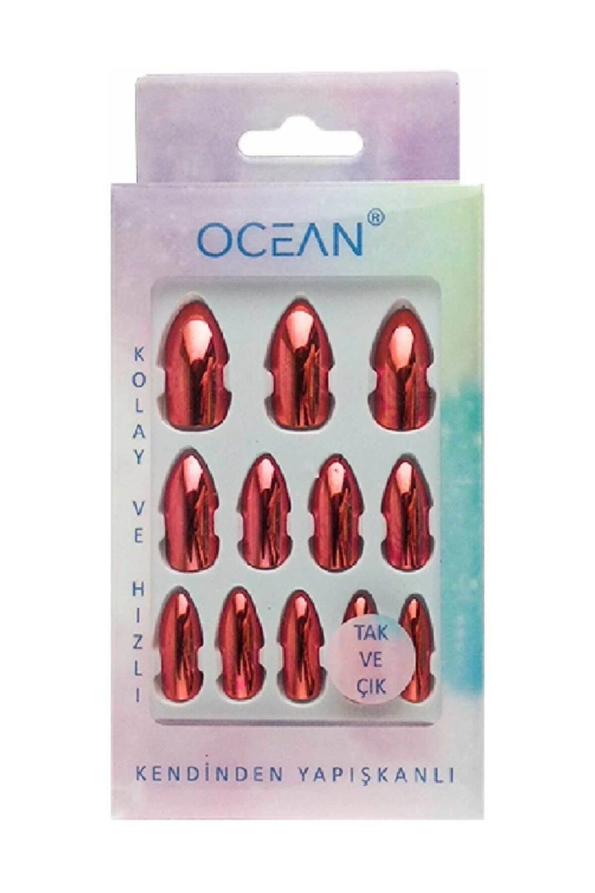 Tak Ve Çık Takma Tırnak [Metalik Kırmızı]