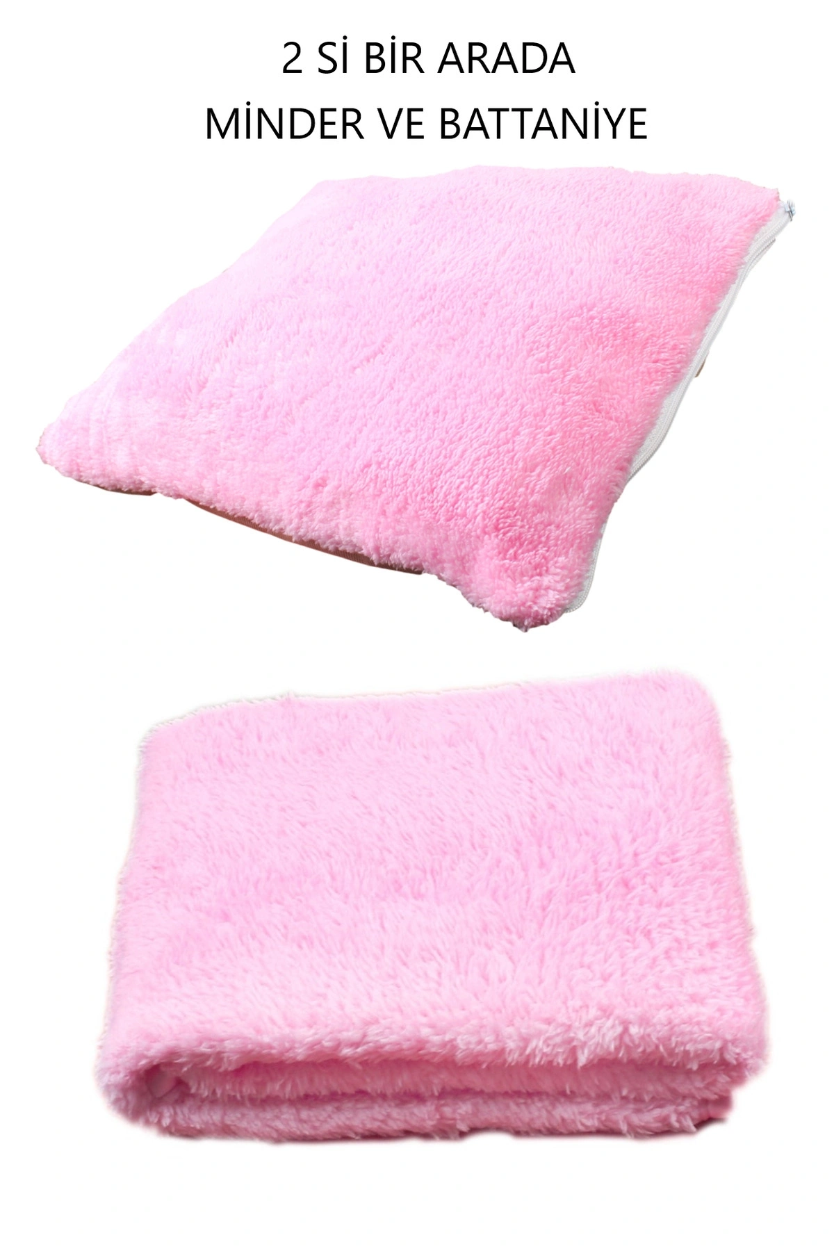 2 Lİ SET BATTANİYE VE MİNDER KEDİ UYKU YATAĞI MİNDERİ PEMBE