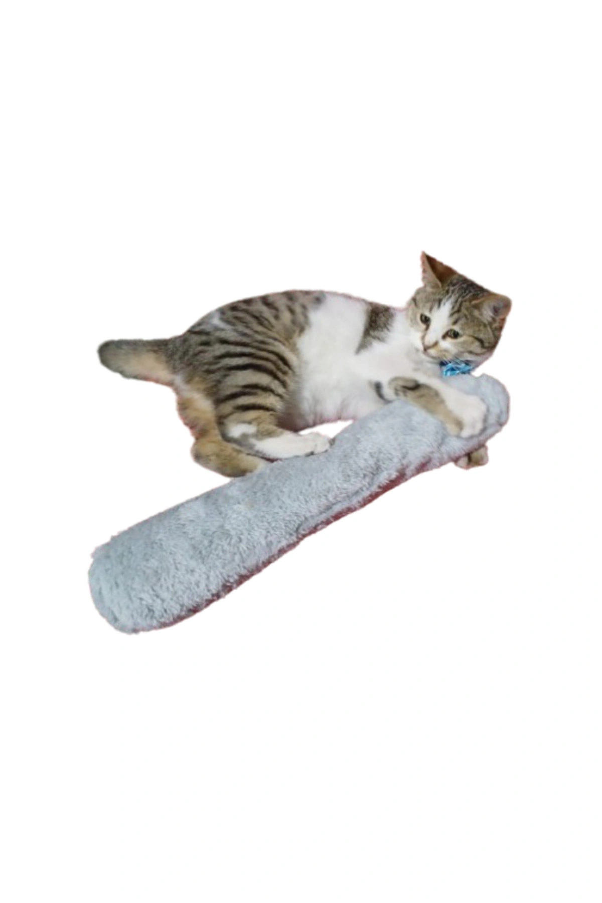 Kedi Oyuncağı Sarılma Yastığı Uyku Oyuncağı Kedi Otlu 30 Cm Peluş ( 1 Adet ) Gri