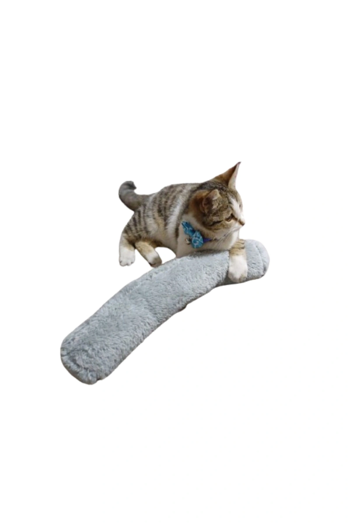 Kedi Oyuncağı Sarılma Yastığı Uyku Oyuncağı Kedi Otlu 30 Cm Peluş ( 1 Adet ) Gri
