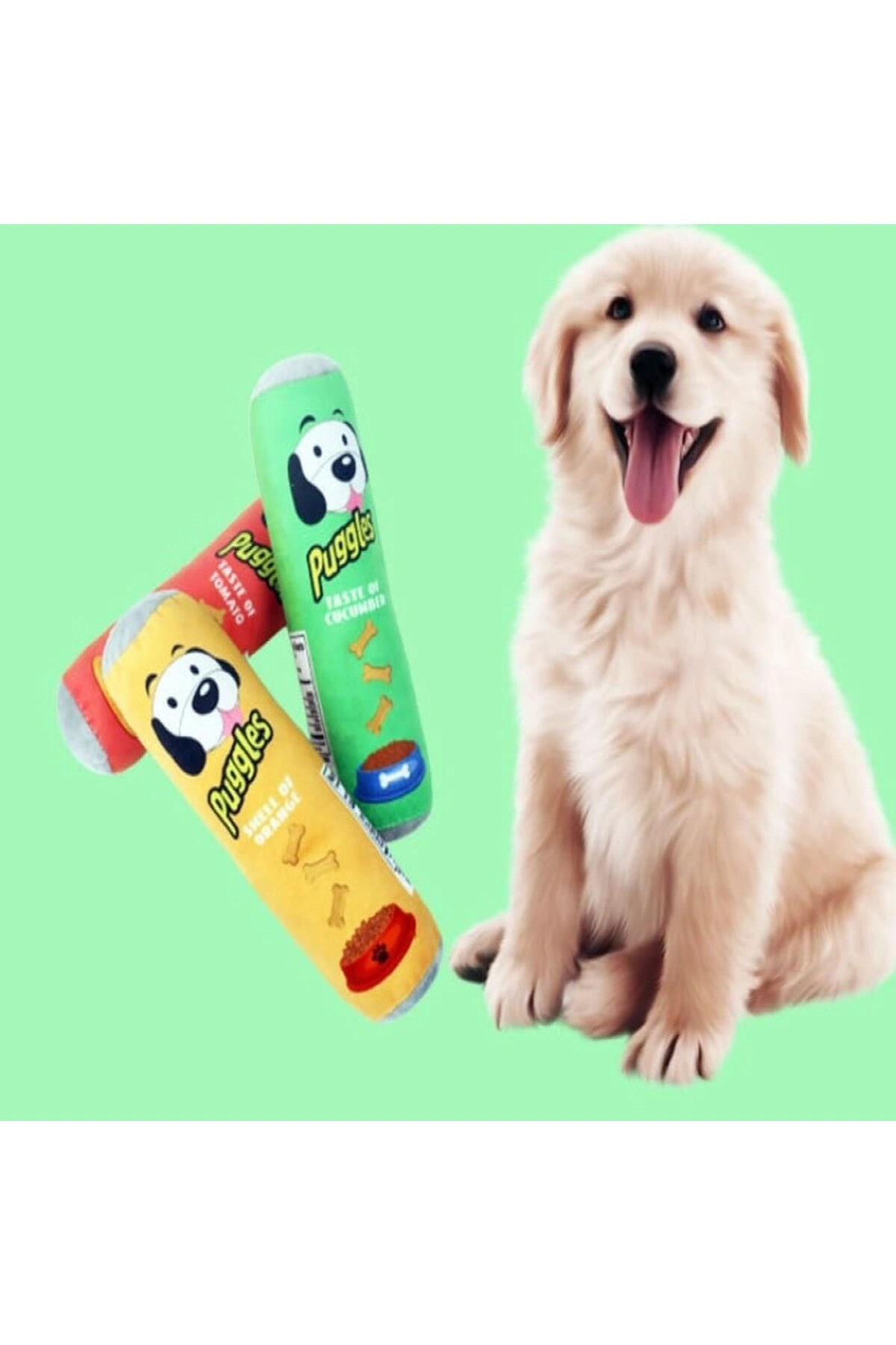 Puggles Dayanıklı Sesli Köpek Oyuncağı Cucumber 1 Adet